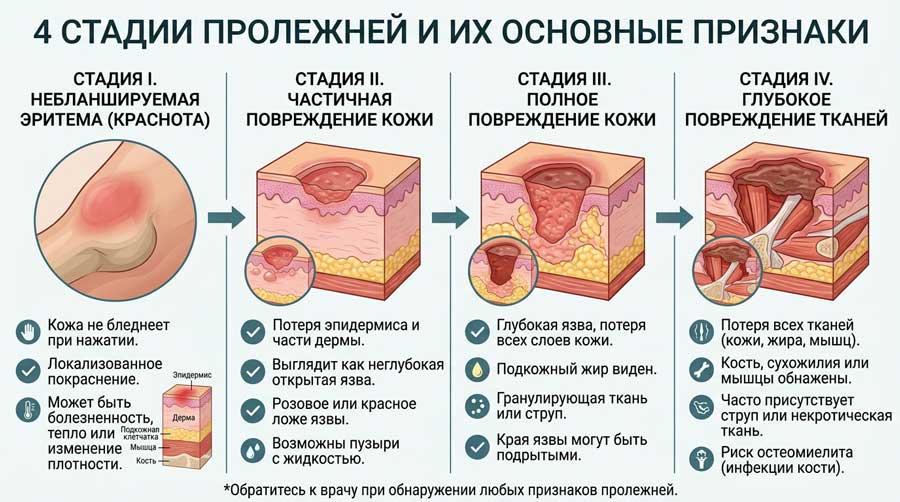 4 стадии пролежней 4 стадии пролежней
